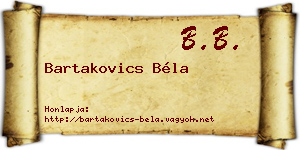 Bartakovics Béla névjegykártya
