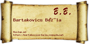 Bartakovics Béla névjegykártya