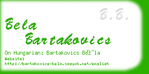 bela bartakovics business card